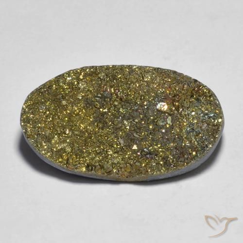 12.47ct Naturel Multicolore Pyrite arc-en-ciel, ovale, Opaque