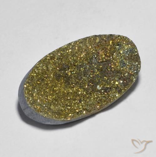 Pyrite arc-en-ciel Multicolore naturelle ovale, 12.47 ct, Opaque
