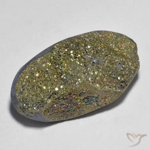 Pyrite arc-en-ciel Multicolore naturelle ovale, 25.63 ct, Opaque