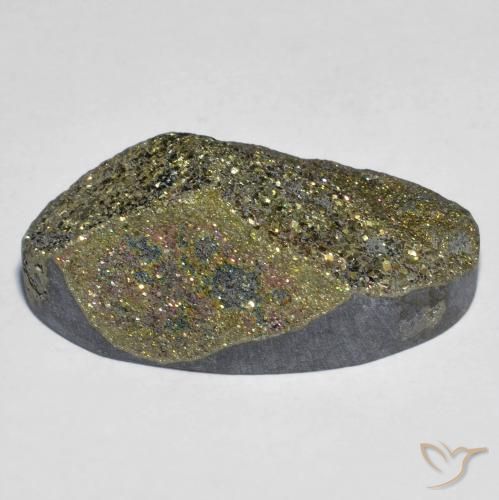 Pyrite arc-en-ciel Multicolore naturelle ovale, 25.63 ct, Opaque