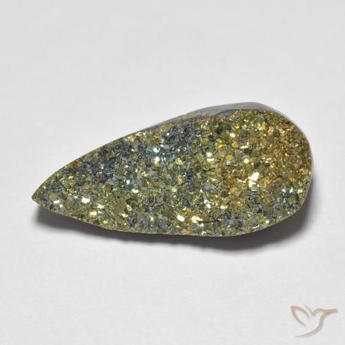 Pyrite arc-en-ciel Multicolore naturelle En forme de poire, 6.64 ct, Opaque