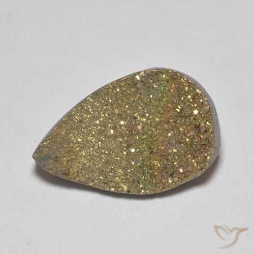 Pyrite arc-en-ciel Multicolore naturelle En forme de poire, 4.74 ct, Opaque