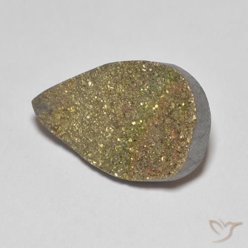 Pyrite arc-en-ciel Multicolore naturelle En forme de poire, 4.74 ct, Opaque