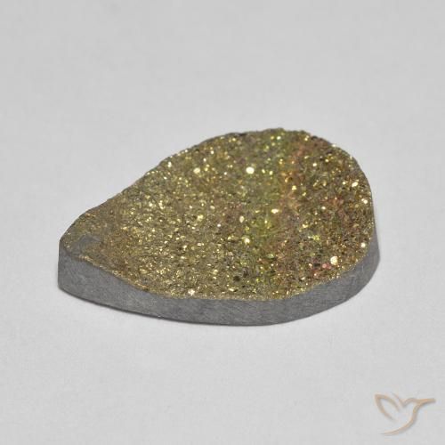 Pyrite arc-en-ciel Multicolore naturelle En forme de poire, 4.74 ct, Opaque