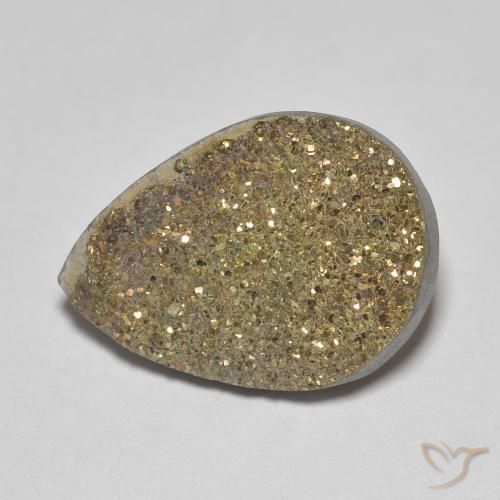 6.60ct Naturel Multicolore Pyrite arc-en-ciel, En forme de poire, Opaque