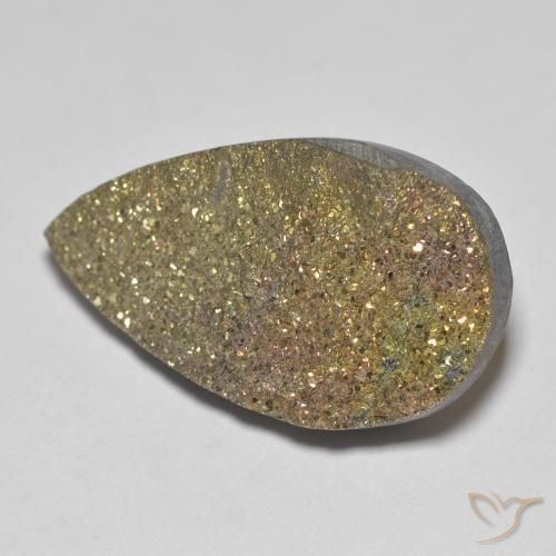 Pyrite arc-en-ciel Multicolore naturelle En forme de poire, 12.75 ct, Opaque