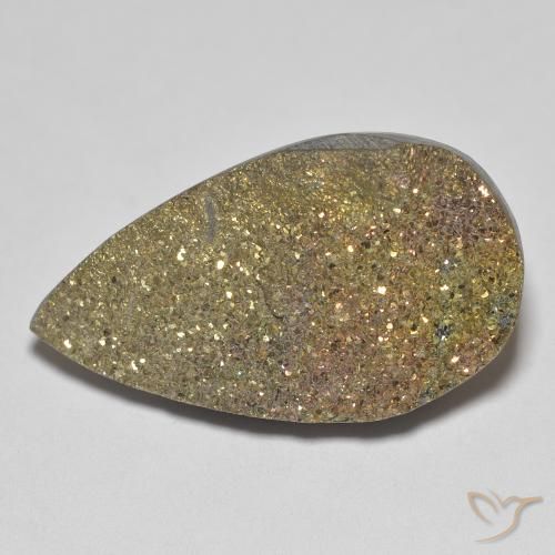 Pyrite arc-en-ciel Multicolore naturelle En forme de poire, 12.75 ct, Opaque
