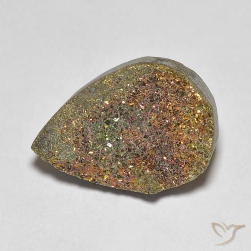 7.81ct Naturel Multicolore Pyrite arc-en-ciel, En forme de poire, Opaque