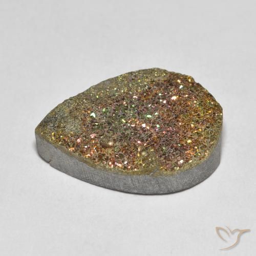 Pyrite arc-en-ciel Multicolore naturelle En forme de poire, 7.81 ct, Opaque