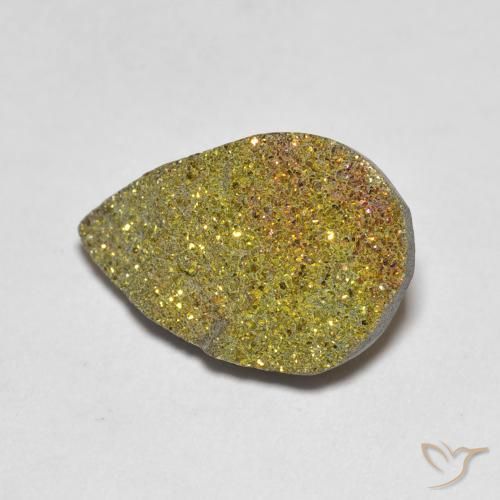 Pyrite arc-en-ciel multicolore naturelle en forme de poire, 3,79 ct, opaque