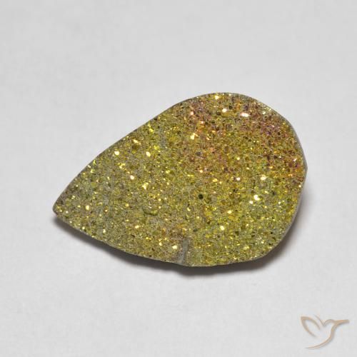 Pyrite arc-en-ciel multicolore naturelle en forme de poire, 3,79 ct, opaque