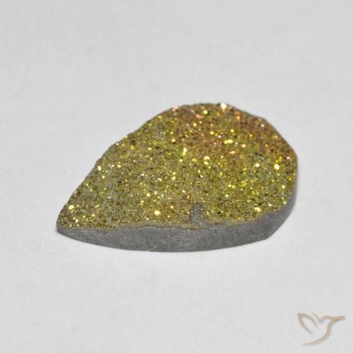 Pyrite arc-en-ciel multicolore naturelle en forme de poire, 3,79 ct, opaque