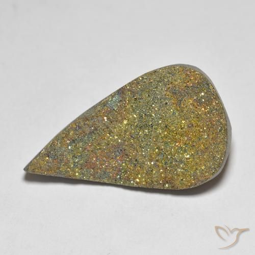 12.62ct Naturel Multicolore Pyrite arc-en-ciel, En forme de poire, Opaque
