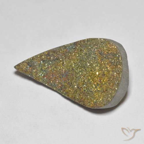 Pyrite arc-en-ciel Multicolore naturelle En forme de poire, 12.62 ct, Opaque