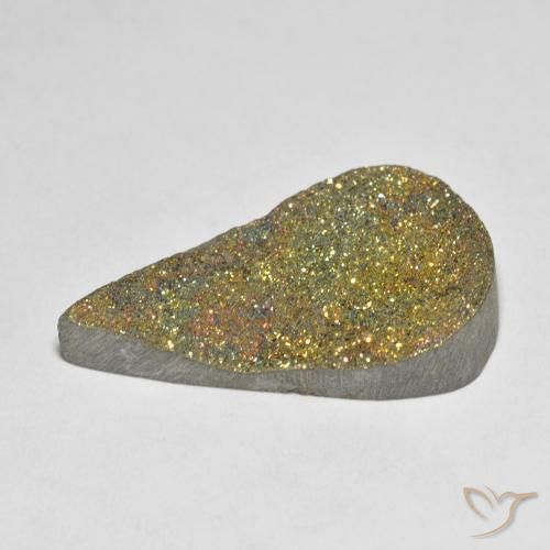 Pyrite arc-en-ciel Multicolore naturelle En forme de poire, 12.62 ct, Opaque