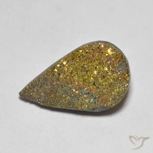 Pyrite arc-en-ciel Multicolore naturelle En forme de poire, 4.42 ct, Opaque
