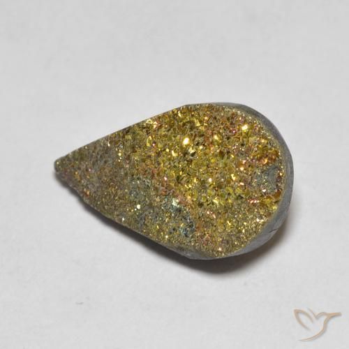 Pyrite arc-en-ciel Multicolore naturelle En forme de poire, 4.42 ct, Opaque