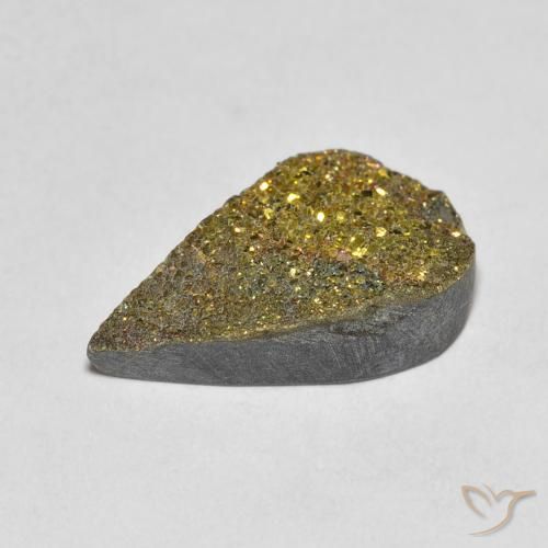Pyrite arc-en-ciel Multicolore naturelle En forme de poire, 4.42 ct, Opaque