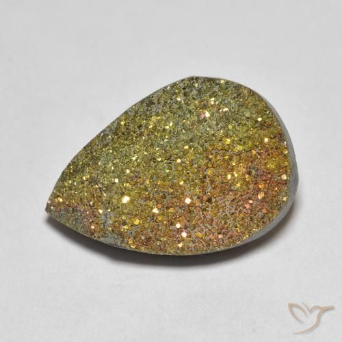 6.29ct Naturel Multicolore Pyrite arc-en-ciel, En forme de poire, Opaque