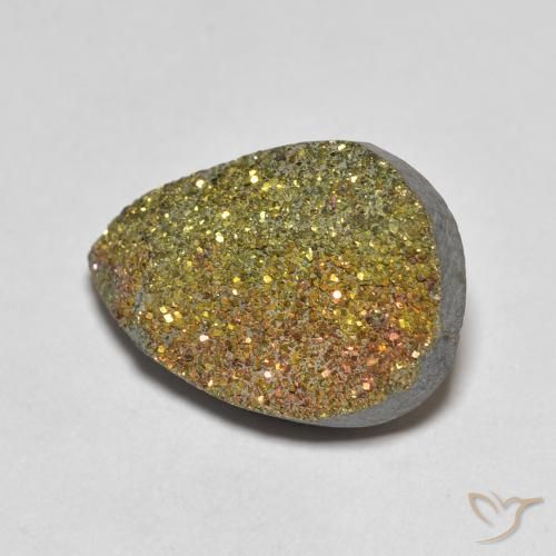 Pyrite arc-en-ciel Multicolore naturelle En forme de poire, 6.29 ct, Opaque