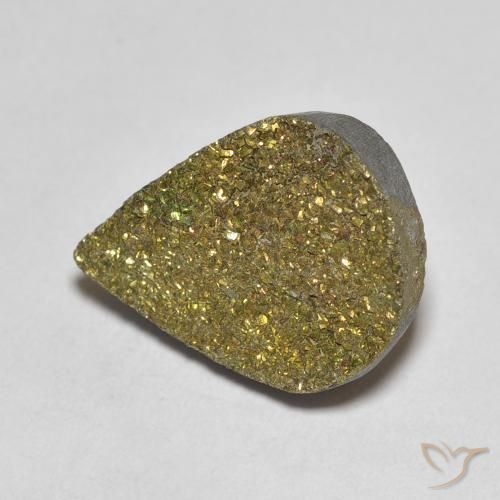 Pyrite arc-en-ciel Multicolore naturelle En forme de poire, 5.42 ct, Opaque