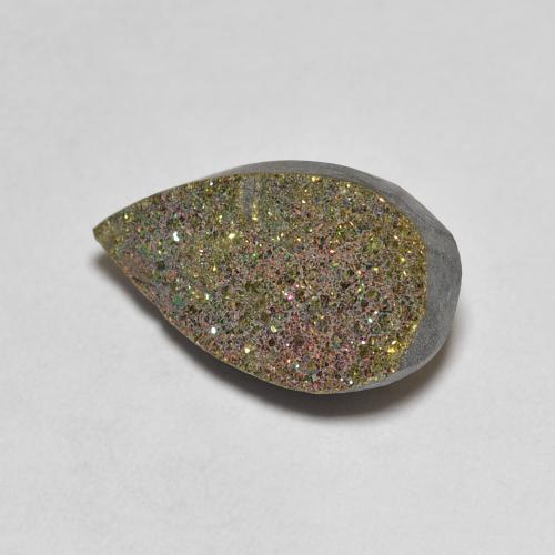 Pyrite arc-en-ciel multicolore naturelle en forme de poire, 3,64 ct, opaque