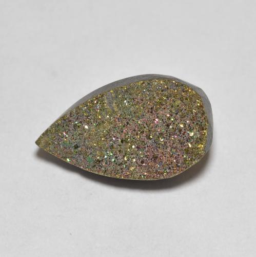 Pyrite arc-en-ciel multicolore naturelle en forme de poire, 3,64 ct, opaque