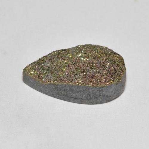 Pyrite arc-en-ciel multicolore naturelle en forme de poire, 3,64 ct, opaque