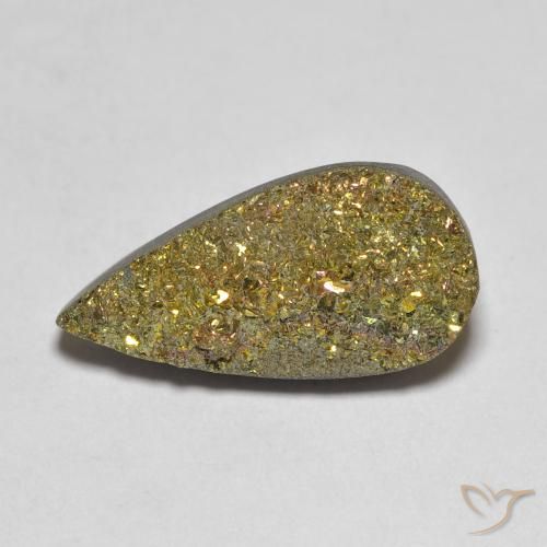 Pyrite arc-en-ciel multicolore naturelle en forme de poire, 5,93 ct, opaque