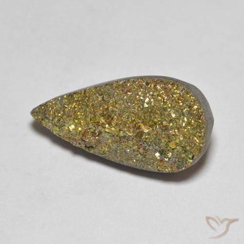 Pyrite arc-en-ciel multicolore naturelle en forme de poire, 5,93 ct, opaque