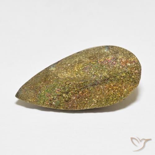 Pyrite arc-en-ciel Multicolore naturelle En forme de poire, 13.42 ct, Opaque