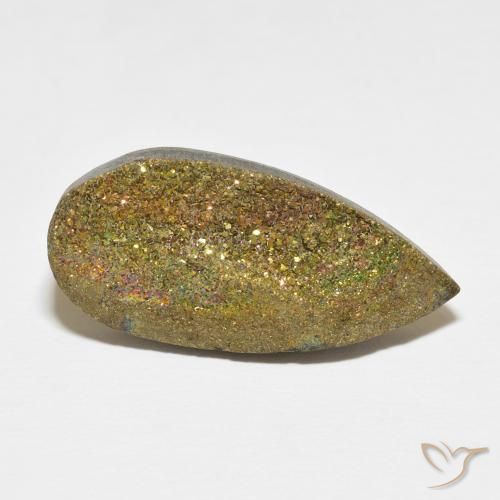 Pyrite arc-en-ciel Multicolore naturelle En forme de poire, 13.42 ct, Opaque