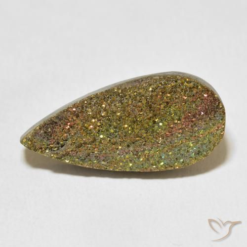 Pyrite arc-en-ciel Multicolore naturelle En forme de poire, 8.74 ct, Opaque