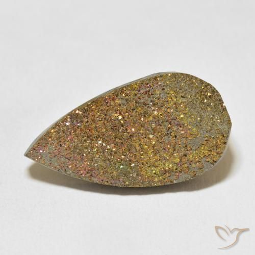 Pyrite arc-en-ciel Multicolore naturelle En forme de poire, 14.35 ct, Opaque