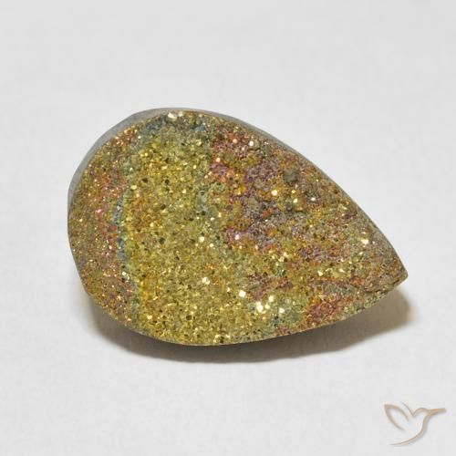 12.94ct Naturel Multicolore Pyrite arc-en-ciel, En forme de poire, Opaque