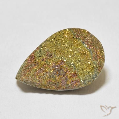 Pyrite arc-en-ciel Multicolore naturelle En forme de poire, 12.94 ct, Opaque