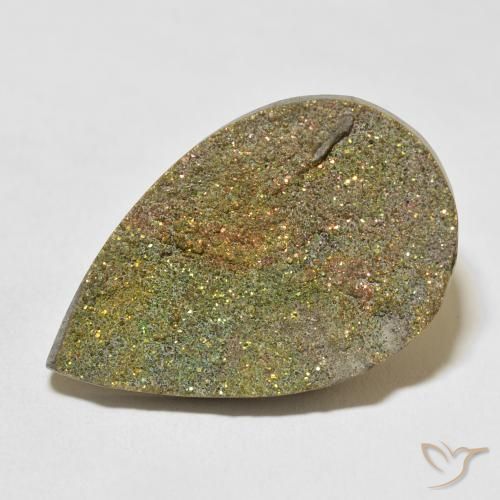 Pyrite arc-en-ciel Multicolore naturelle En forme de poire, 22.03 ct, Opaque