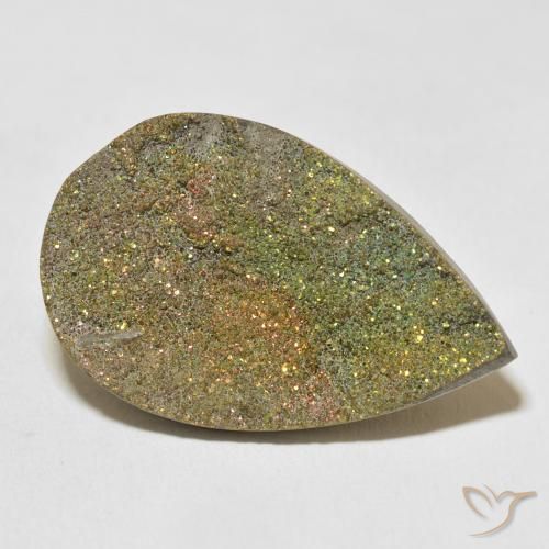 Pyrite arc-en-ciel Multicolore naturelle En forme de poire, 22.03 ct, Opaque