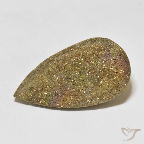 17.24ct Naturel Multicolore Pyrite arc-en-ciel, En forme de poire, Opaque