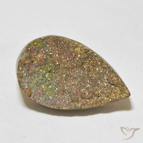 Pyrite arc-en-ciel Multicolore naturelle En forme de poire, 17.21 ct, Opaque