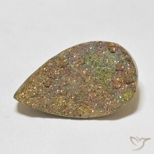 Pyrite arc-en-ciel Multicolore naturelle En forme de poire, 17.21 ct, Opaque