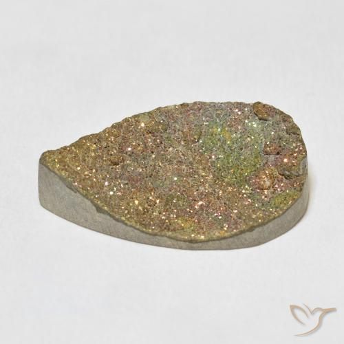 Pyrite arc-en-ciel Multicolore naturelle En forme de poire, 17.21 ct, Opaque