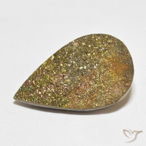 Pyrite arc-en-ciel Multicolore naturelle En forme de poire, 18.07 ct, Opaque