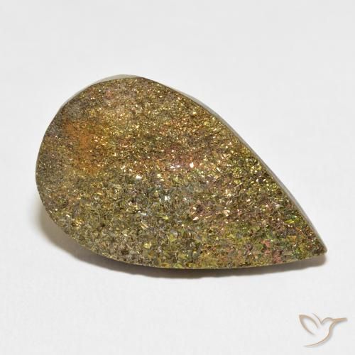 Pyrite arc-en-ciel Multicolore naturelle En forme de poire, 18.07 ct, Opaque