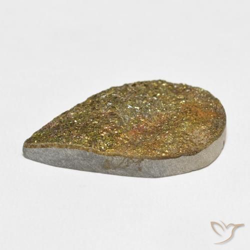 Pyrite arc-en-ciel Multicolore naturelle En forme de poire, 18.07 ct, Opaque