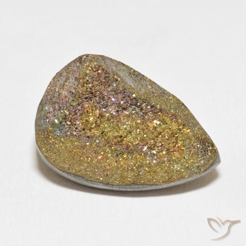 Pyrite arc-en-ciel Multicolore naturelle En forme de poire, 13.11 ct, Opaque