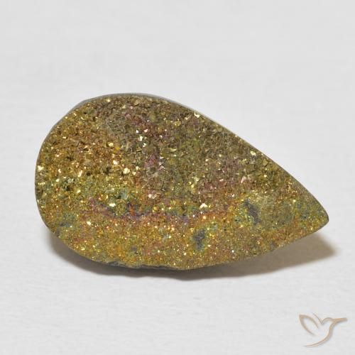 Pyrite arc-en-ciel Multicolore naturelle En forme de poire, 6.31 ct, Opaque