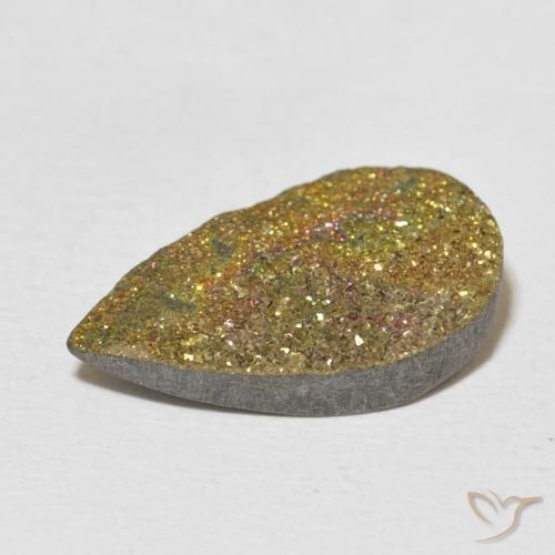 Pyrite arc-en-ciel Multicolore naturelle En forme de poire, 6.31 ct, Opaque