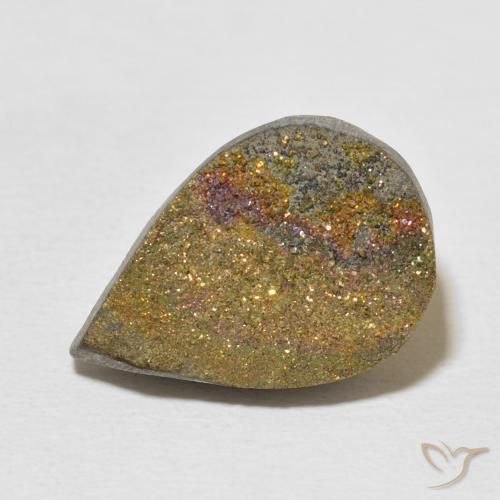 Pyrite arc-en-ciel Multicolore naturelle En forme de poire, 9.97 ct, Opaque
