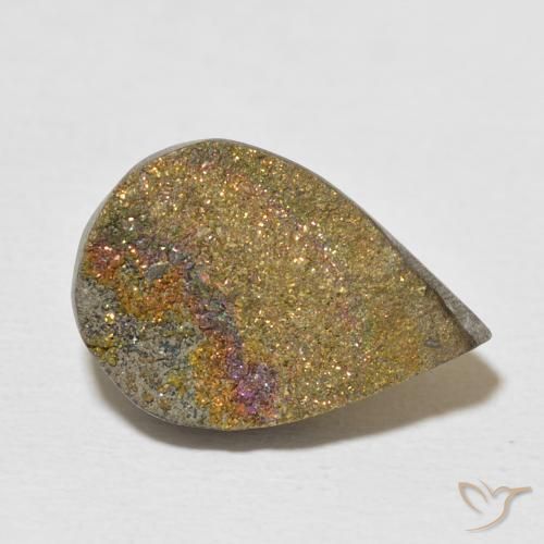 Pyrite arc-en-ciel Multicolore naturelle En forme de poire, 9.97 ct, Opaque